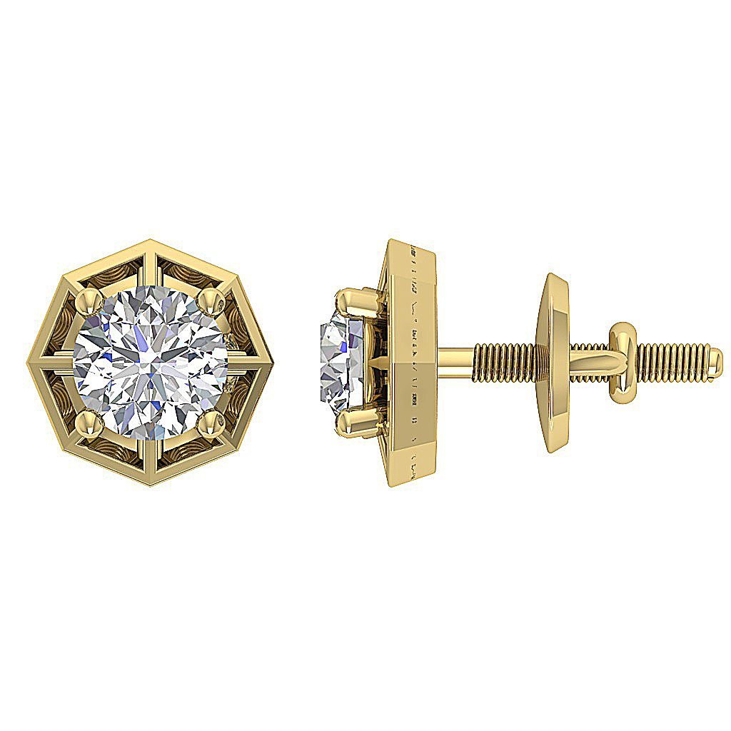 Natural Diamond Solitaire Studs Engagement Earrings SI1/I1 G 0.55 Ct 14k/18k White Gold Prong Set