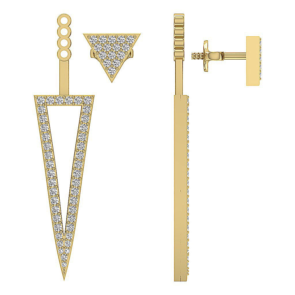 14k/18k Solid Gold Natural Diamonds I1 G 1.00 Ct Removable Jacket Studs Earrings Prong Set 9.00MM