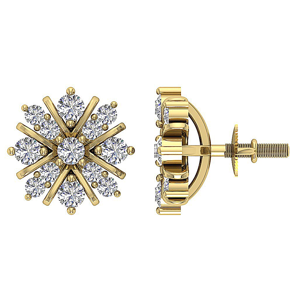 14k/18k Rose Gold Solitaire Studs Wedding Earrings Genuine Diamond VVS1/VS1/SI1/I1 0.65 Ct Prong Set