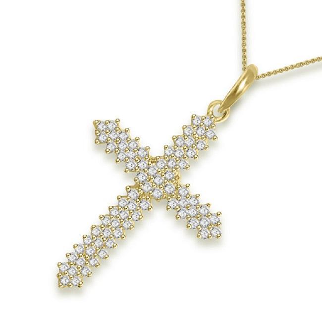 14k/18k White Yellow Rose Gold Designer Cross Wedding Pendants Genuine Diamond I1/SI1 G 1.25 Ct Prong Set