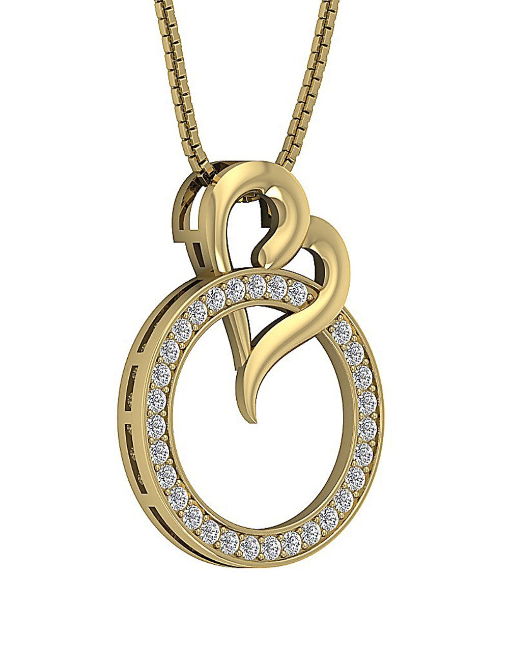 Circle Heart Anniversary Pendant Round Diamond VVS1/VS1/SI1/I1 0.55 Ct 14k/18k Solid Gold Prong Set