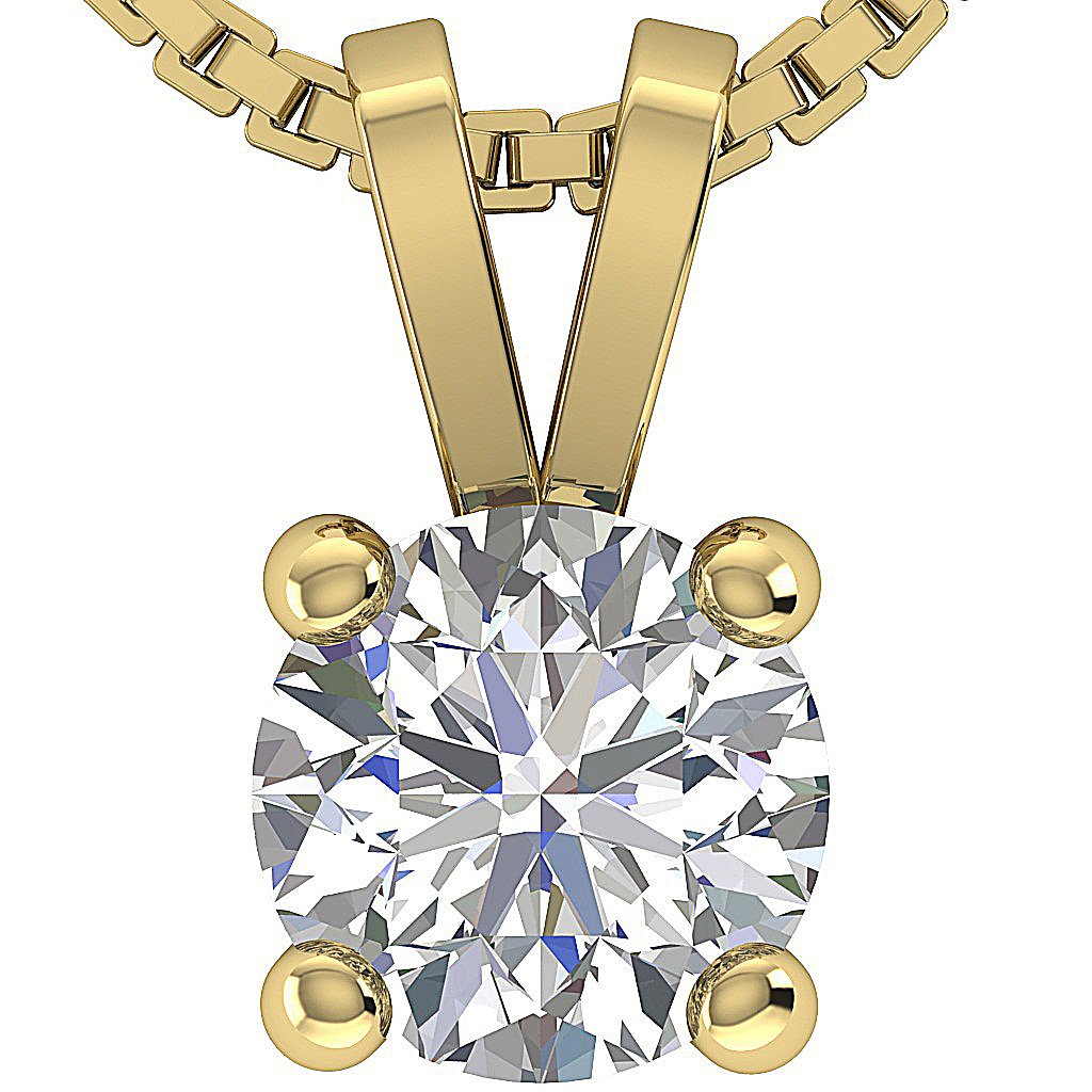 14k/18k White Yellow Rose Gold SI1/I1 G 1.00 Ct Solitaire Pendants Round Cut Diamonds Prong Set 6.29 MM