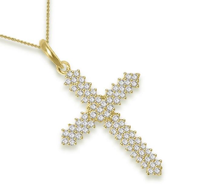 14k/18k White Yellow Rose Gold Designer Cross Wedding Pendants Genuine Diamond I1/SI1 G 1.25 Ct Prong Set