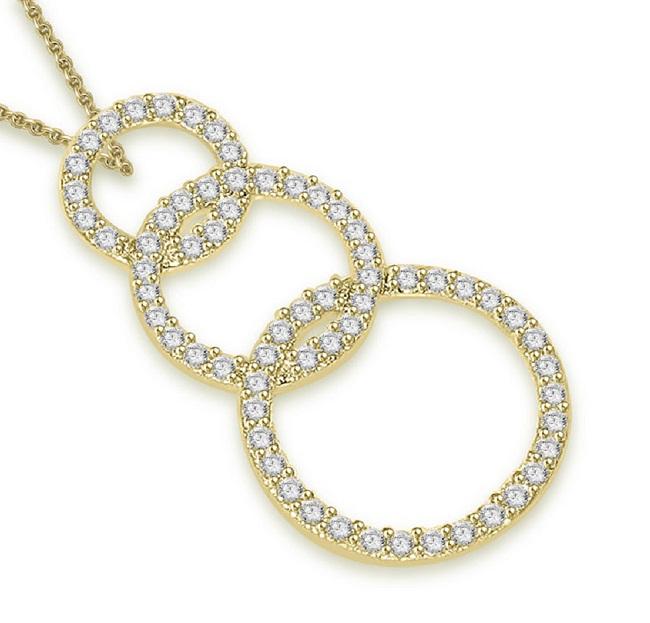 Pave Set Circle Of Love Engagement Pendants Natural Diamond I1 G 1.15 Ct 14k/18k White Yellow Rose Gold