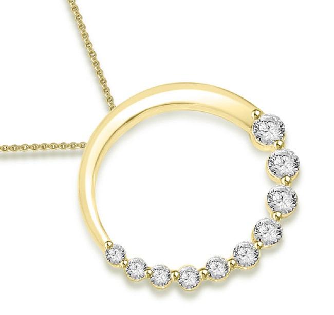 Round Diamond Circle Of Love Anniversary Pendants I1 G 0.35 Ct 14k/18k White Gold Prong Set