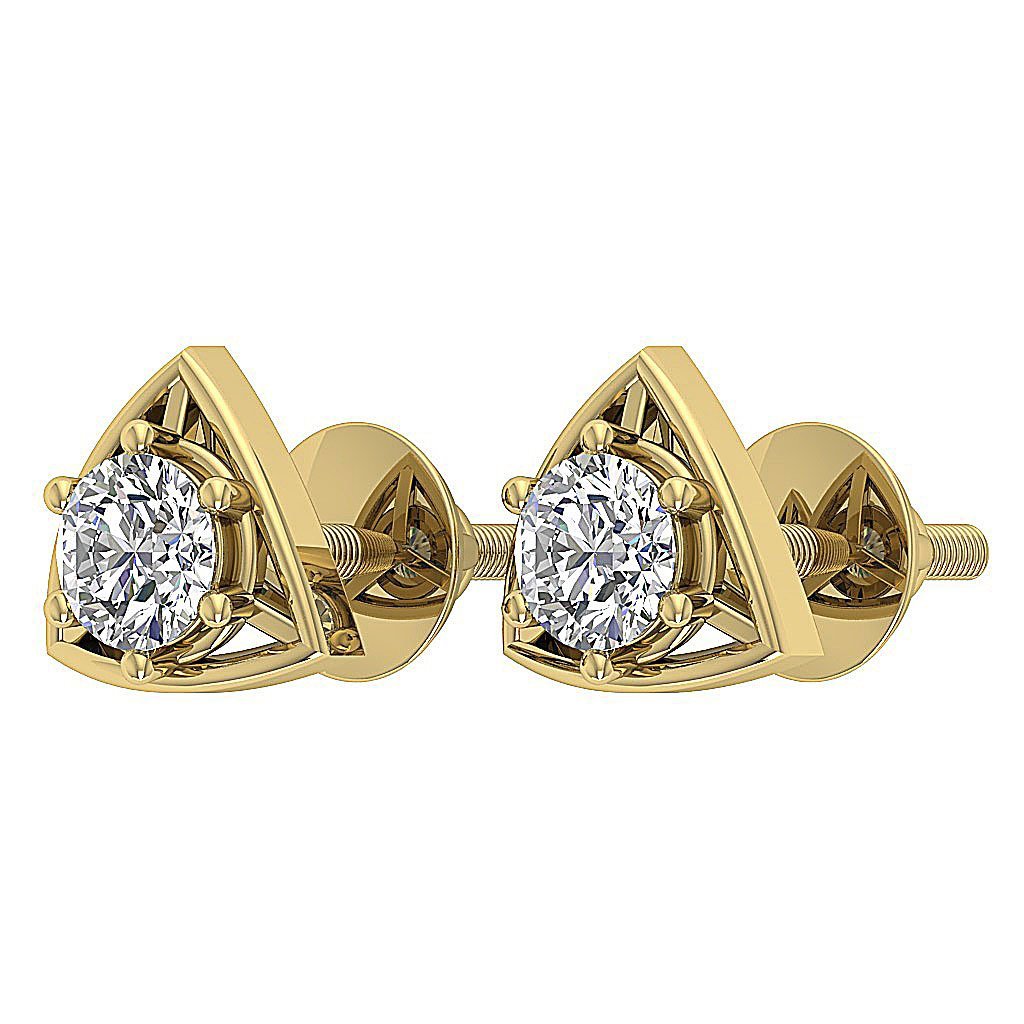 Prong Set Solitaire Studs Anniversary Earrings Round Diamond SI1/I1 G 0.55 Ct 14k/18k White Yellow Rose Gold