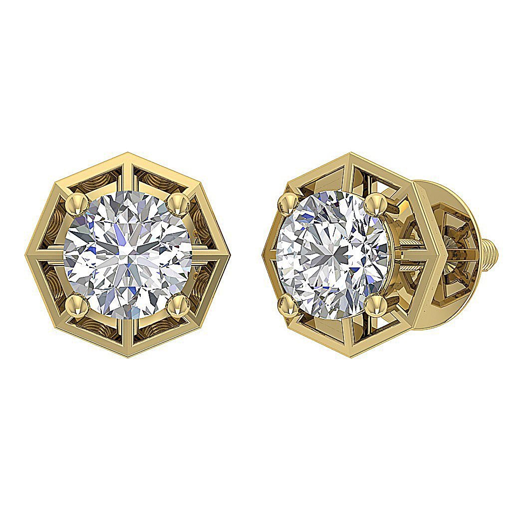 Natural Diamond Solitaire Studs Engagement Earrings SI1/I1 G 0.55 Ct 14k/18k White Gold Prong Set