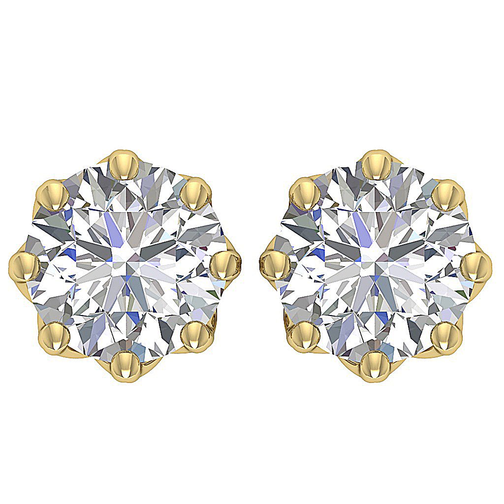 Prong Set Solitaire Studs Wedding Earrings Genuine Diamond SI1/I1 G 1.60Ct 14k/18k White Yellow Rose Gold