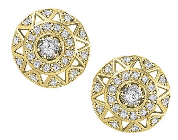 Halo Solitaire Studs Earrings 14k/18k Solid Gold Natural Diamonds SI1 G 0.65 Ct Pave Set