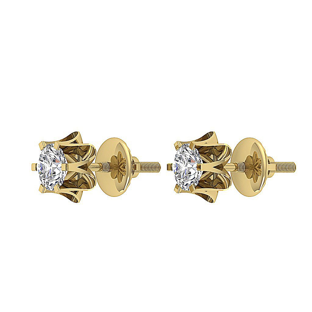 Natural Diamond Solitaire Studs Earring SI1/I1 G 0.30 Ct 14k/18k White Gold Prong Set
