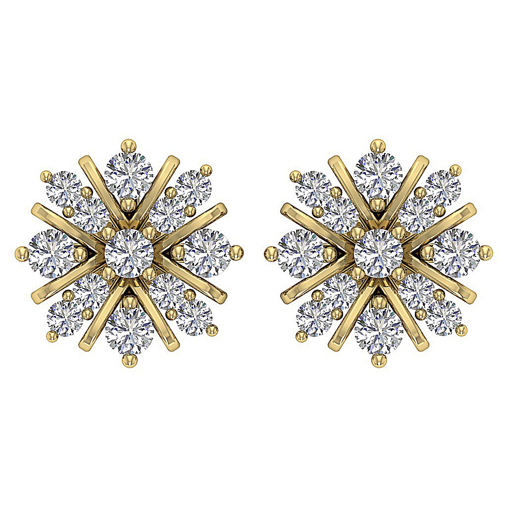 14k/18k Rose Gold Solitaire Studs Wedding Earrings Genuine Diamond VVS1/VS1/SI1/I1 0.65 Ct Prong Set