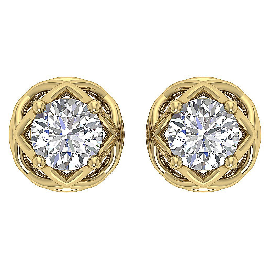 14k/18k Rose Gold SI1/I1 G 2.00 Ct Solitaire Studs Wedding Earrings Genuine Diamond Prong Set