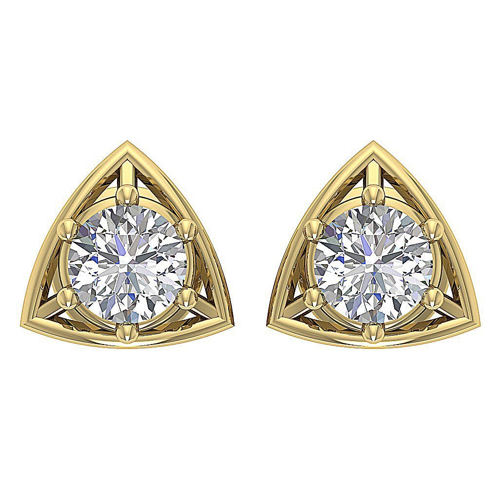 Prong Set Solitaire Studs Anniversary Earrings Round Diamond SI1/I1 G 0.55 Ct 14k/18k White Yellow Rose Gold