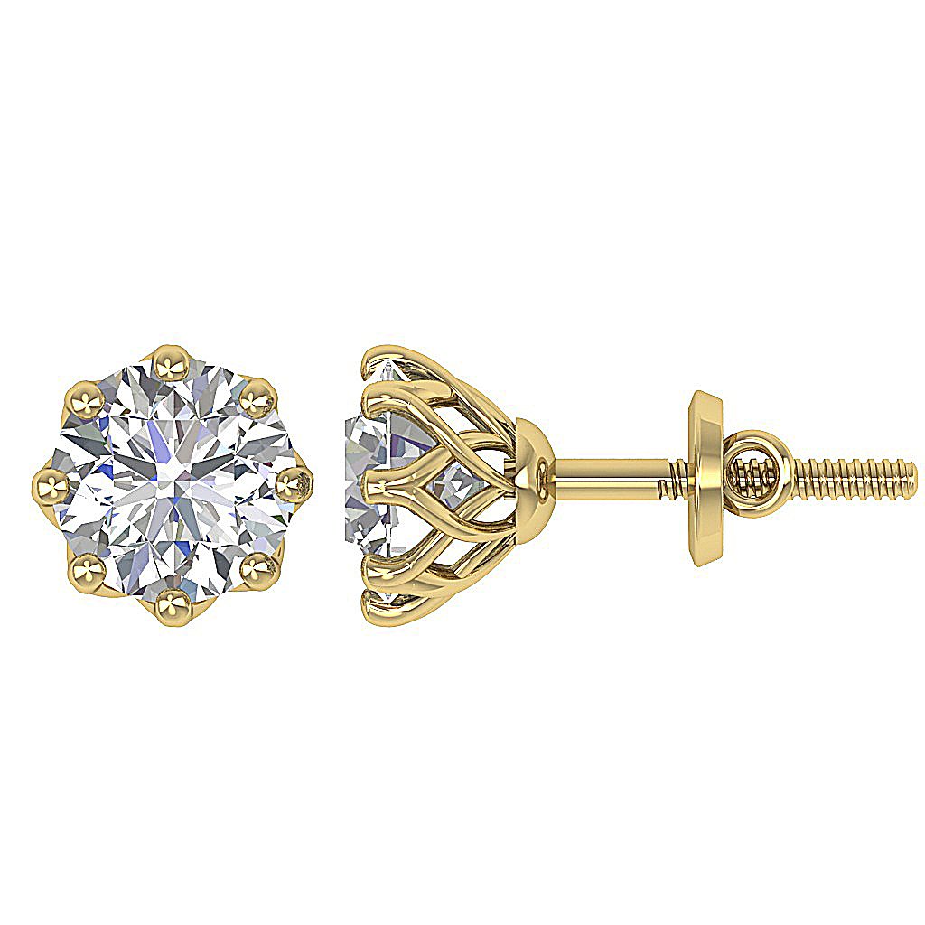 Prong Set Solitaire Studs Wedding Earrings Genuine Diamond SI1/I1 G 1.60Ct 14k/18k White Yellow Rose Gold