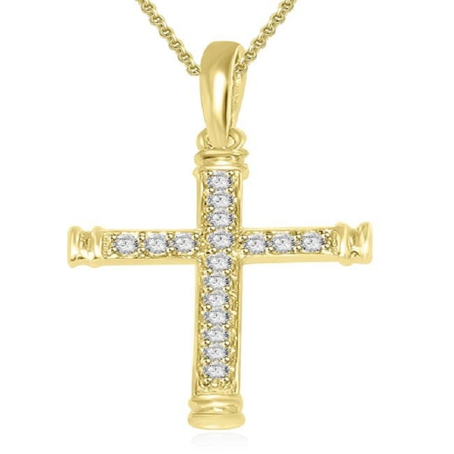 I1/SI1 G 0.25 Ct Cross Engagement Pendants Natural Diamond 14k/18k Yellow Gold Prong Set