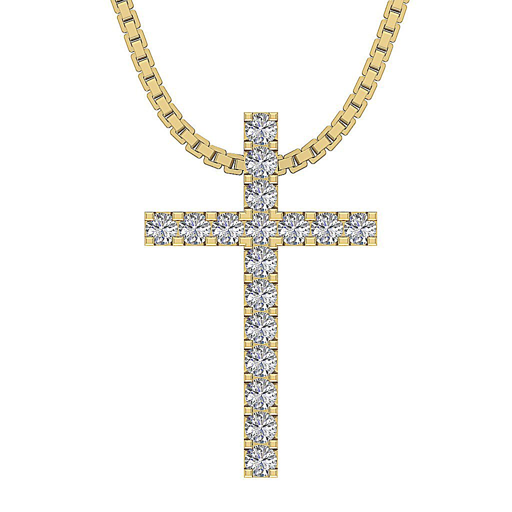 14kYellowGoldGenuineDIamondCrossPendants