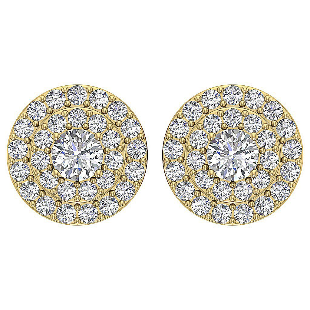 Halo Solitaire Studs Earrings I1 G 1.00 Ct 14k/18k Solid Gold Natural Diamonds