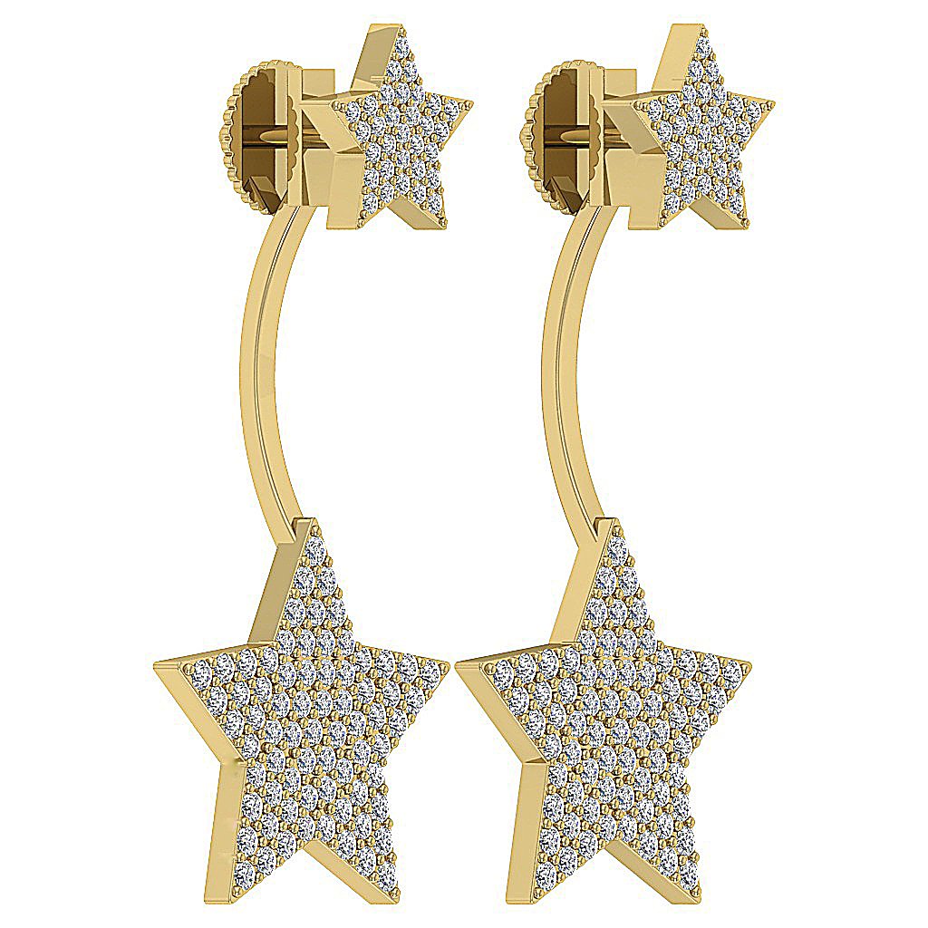 14k/18k Solid Gold Natural Diamonds I1 G 1.10 Ct Removable Jacket Studs Earrings Prong Set 14.75MM