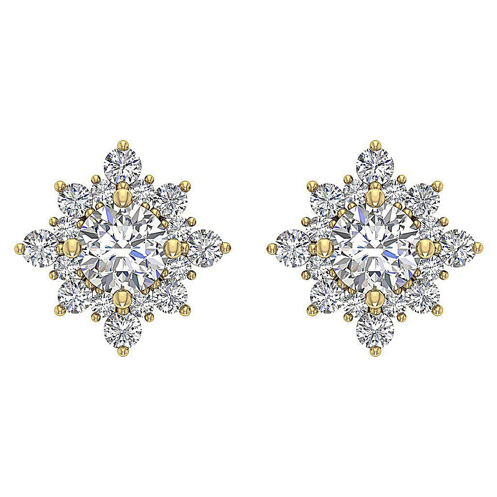SI1/I1 G 1.80 Ct Solitaire Studs Anniversary Earrings Round Diamond 14k/18k Yellow Gold Prong Set