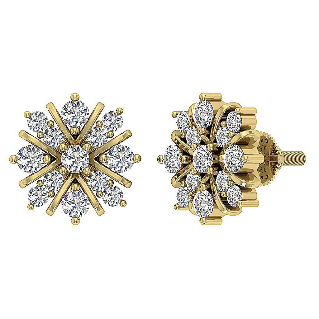 14k/18k Rose Gold Solitaire Studs Wedding Earrings Genuine Diamond VVS1/VS1/SI1/I1 0.65 Ct Prong Set