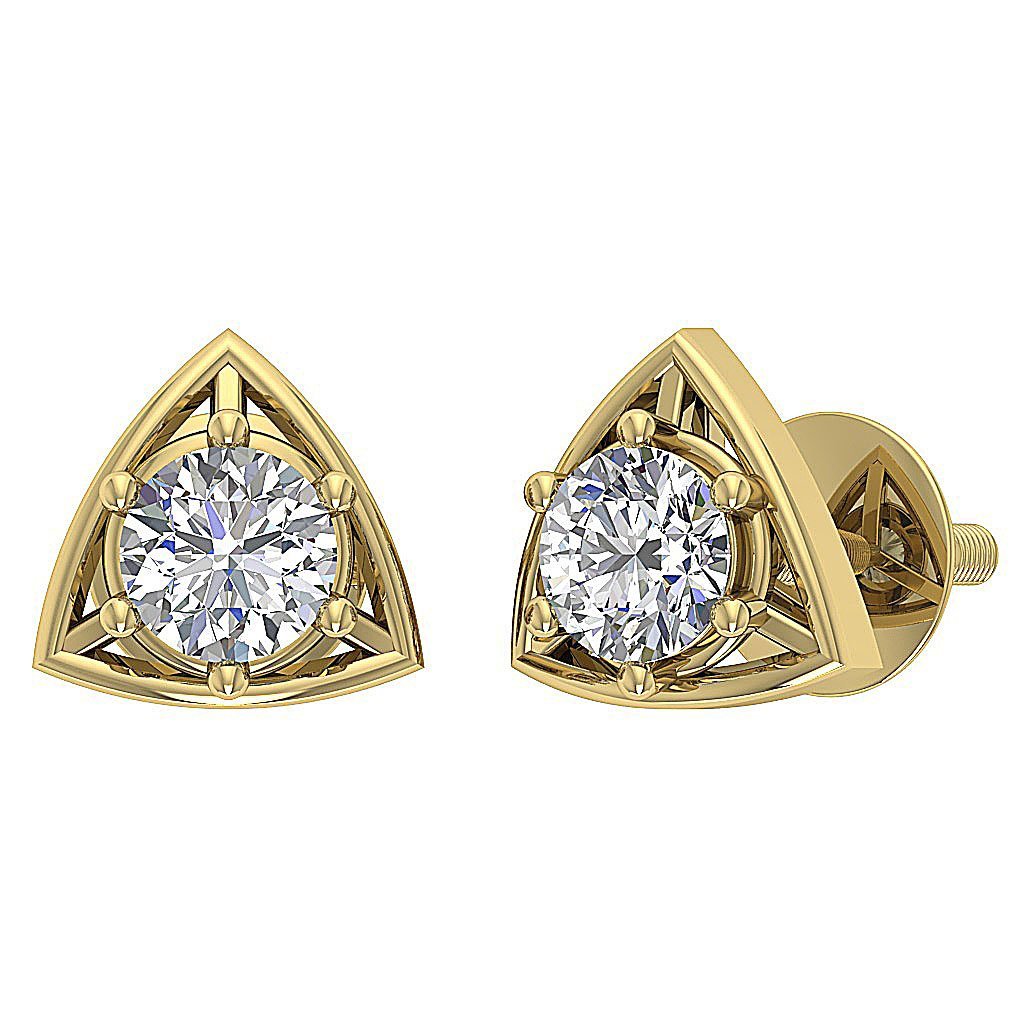 Prong Set Solitaire Studs Anniversary Earrings Round Diamond SI1/I1 G 0.55 Ct 14k/18k White Yellow Rose Gold
