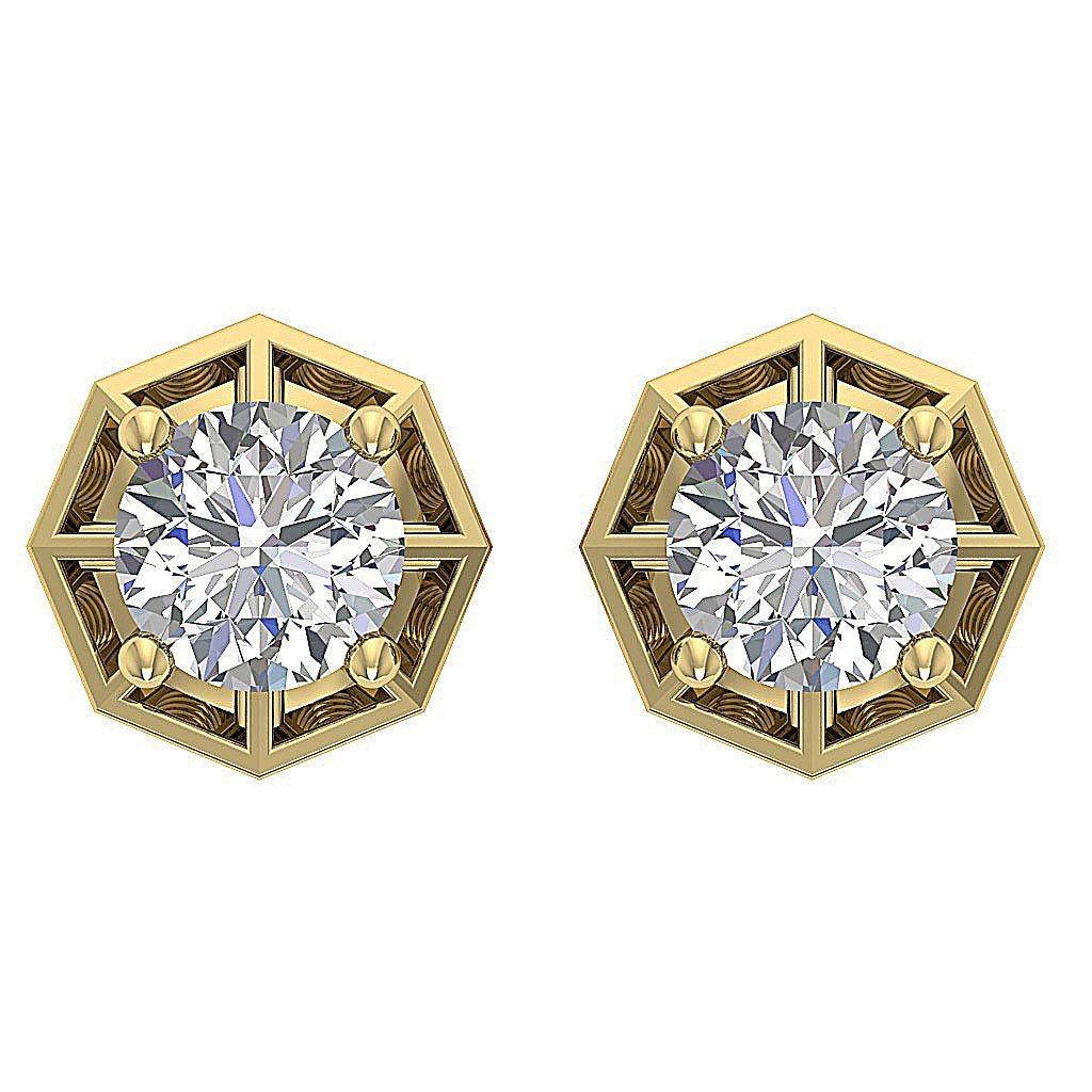 Natural Diamond Solitaire Studs Engagement Earrings SI1/I1 G 0.55 Ct 14k/18k White Gold Prong Set