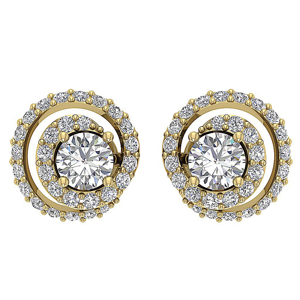 14k/18k Solid Gold Round Diamonds I1 G 1.25Ct Removable Jacket Halo Solitaire Studs Earrings 9.90MM