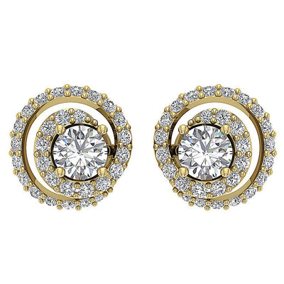14k/18k Solid Gold Round Diamonds I1 G 1.25Ct Removable Jacket Halo Solitaire Studs Earrings 9.90MM