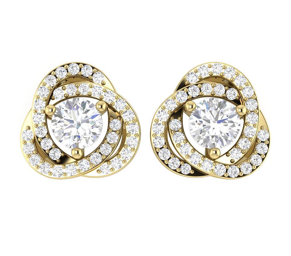 14k/18k White Gold Natural Diamond I1 G 1.50Ct Removable Jacket Halo Solitaire Stud Earring 12.70MM