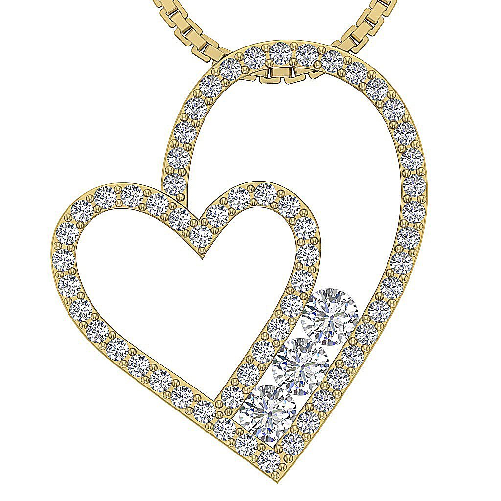 14kYellowGoldGenuineDiamondHeartPendants