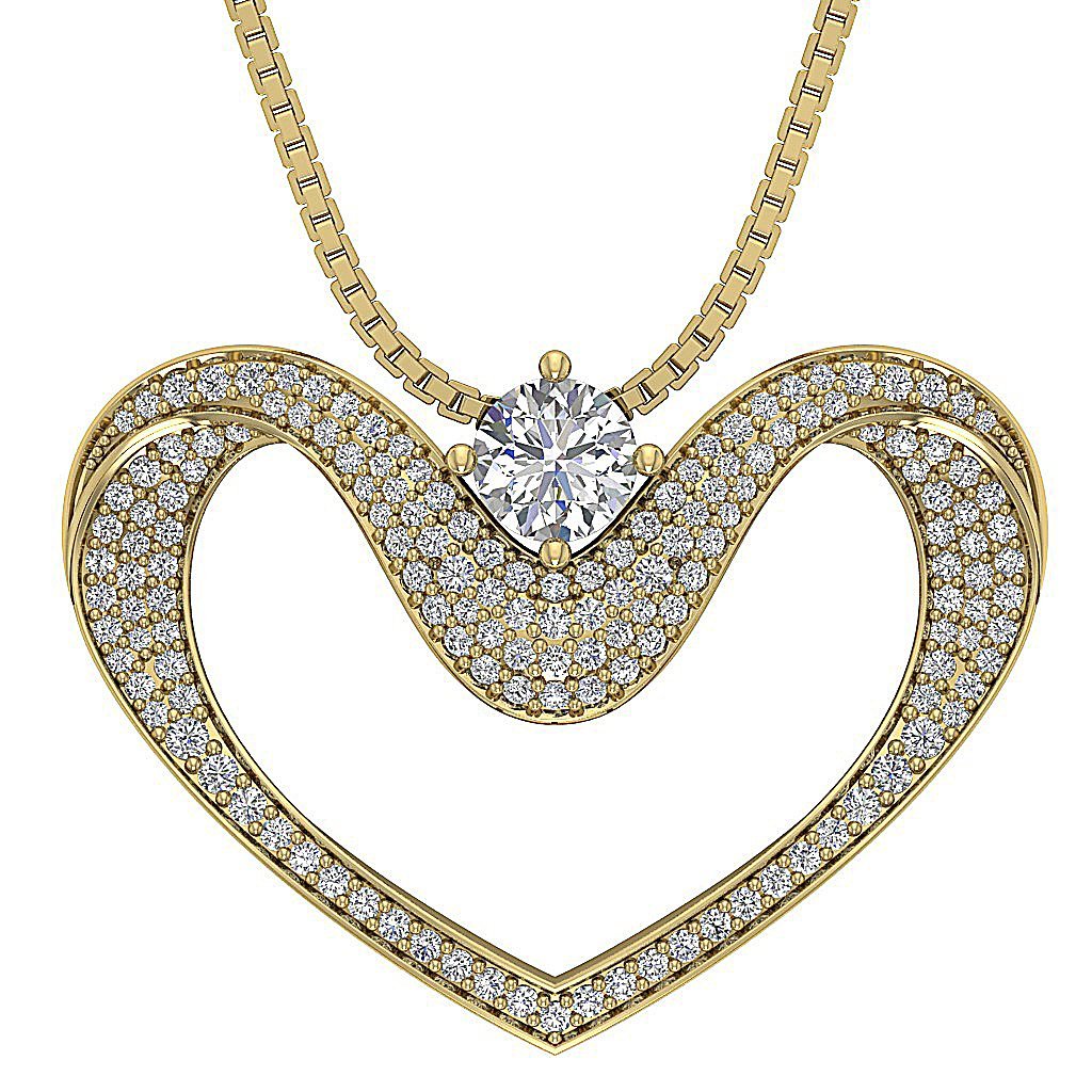 Heart Pendants SI1/I1 G 1.55 Carat 14k/18k White Yellow Rose Gold Natural Diamond