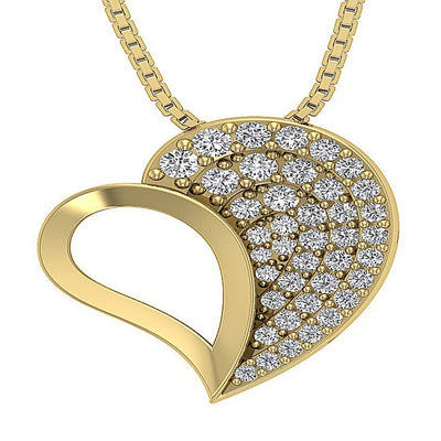 Heart Pendants 14k/18k White Gold SI1/I1 G 0.60 Ct Round Cut Diamonds