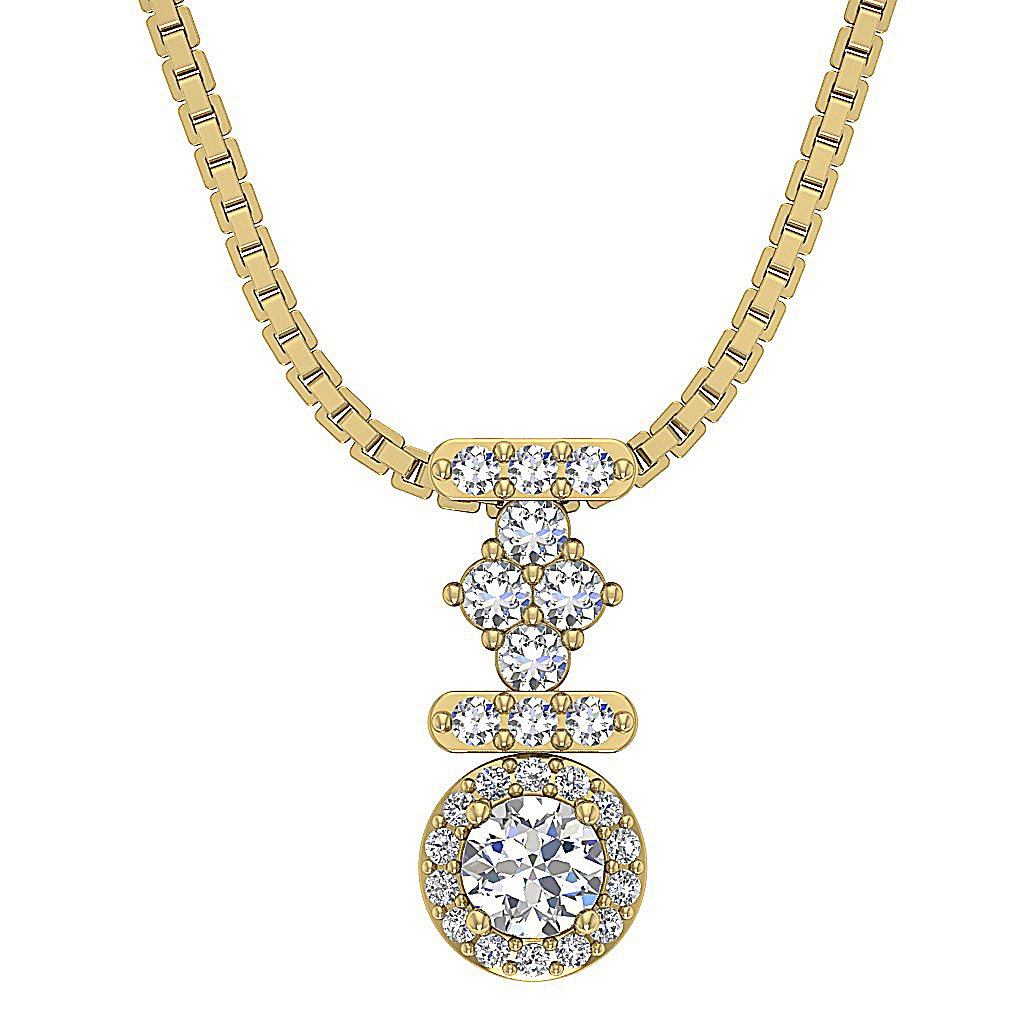 Halo Cluster Pendants 14k/18k Solid White Gold Natural Diamonds SI1/I1 G 0.65 Carat