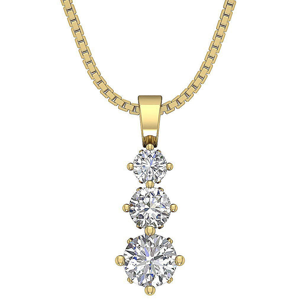 Journey Pendants SI1/I1 G 1.00 Ct Natural Diamonds 14k/18k White Yellow Rose Gold