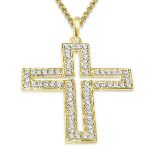 Pave Set Cross Engagement Pendants Natural Diamond VVS1/VS1/SI1/I1 1.00 Ct 14k/18k Solid Gold