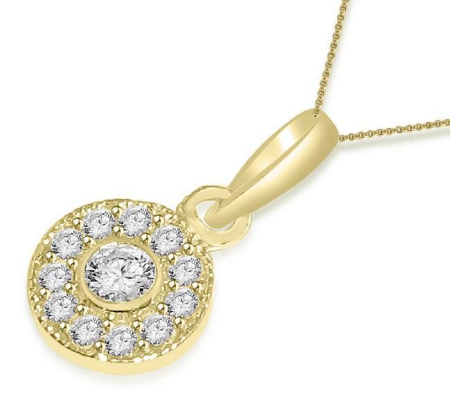 Halo Cluster Pendants 14k/18k White Yellow Rose Gold Natural Diamonds I1/SI1 G 0.35 Carat