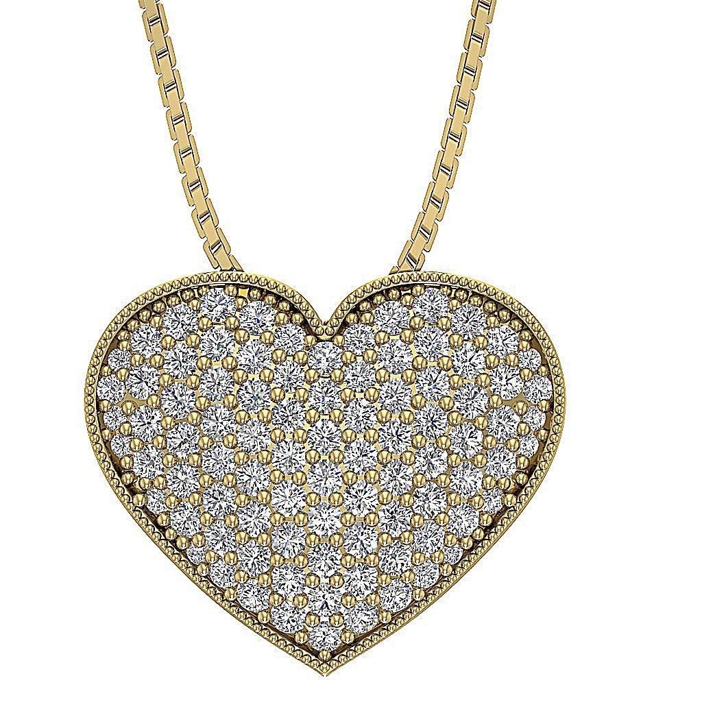 Heart Pendants 14k/18k White Gold VVS1/VS1/SI1/I1 0.65 Carat Round Diamond