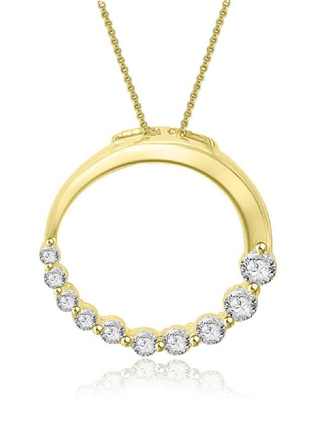 Round Diamond Circle Of Love Anniversary Pendants I1 G 0.35 Ct 14k/18k White Gold Prong Set