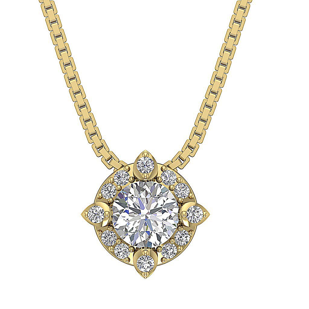 Halo Cluster Pendants 14k/18k Gold Natural Diamonds VS1/SI1/I1 G 0.65 Carat