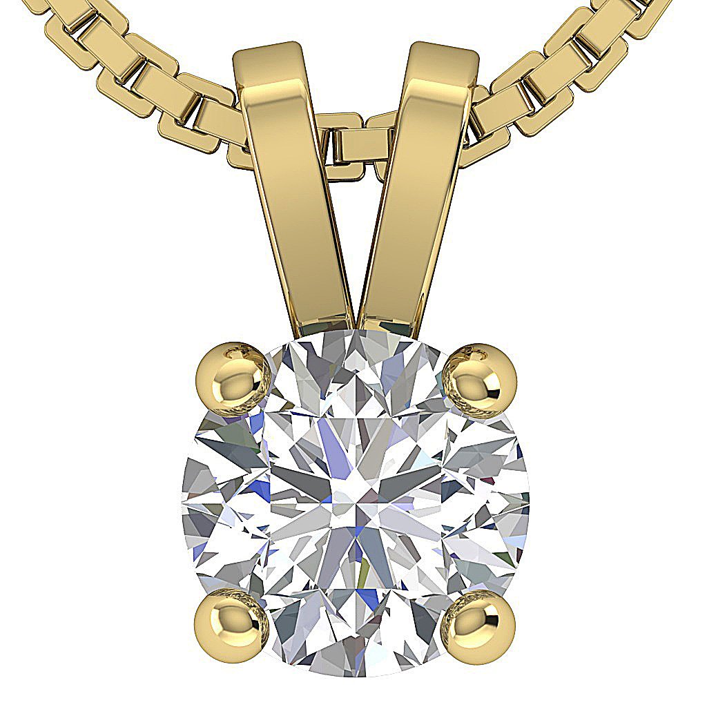 VS1/SI1/I1 0.50 Ct 14k/18k White Yellow Rose Gold Solitaire Pendants Round Diamonds Prong Set