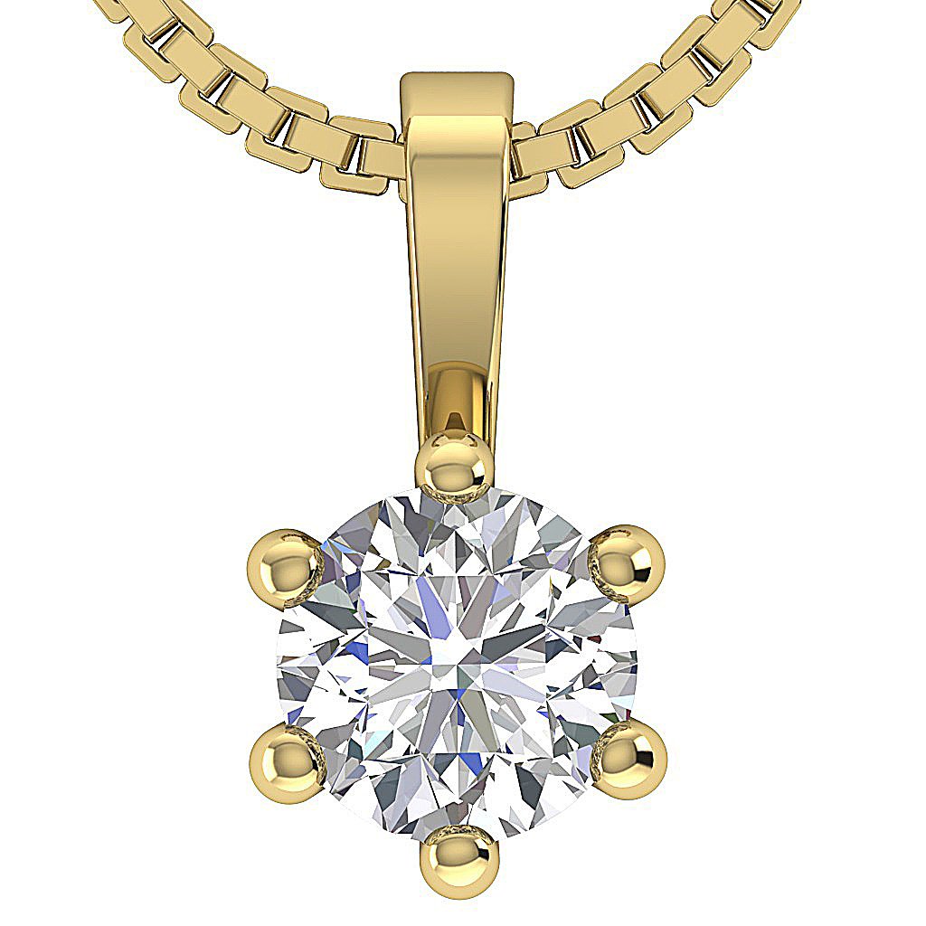 14k/18k White Yellow Rose Gold Solitaire Pendants VS1/SI1/I1 0.50 Ct Round Cut Diamonds Prong Set 5.00 MM