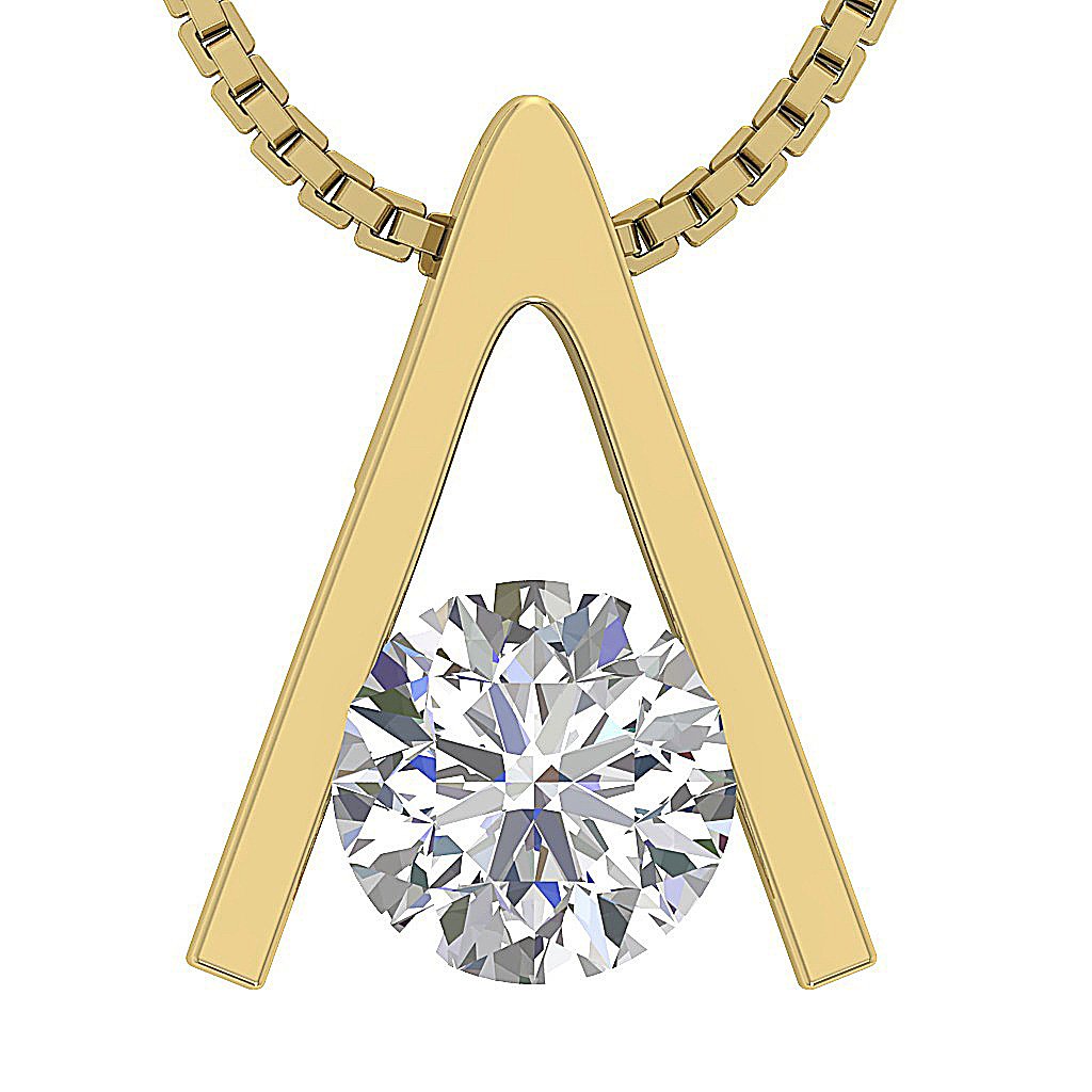 VS1/SI1/I1 0.50 Ct 14k/18k White Yellow Rose Gold Solitaire Pendants Round Cut Diamonds Bar Set 5.50 MM