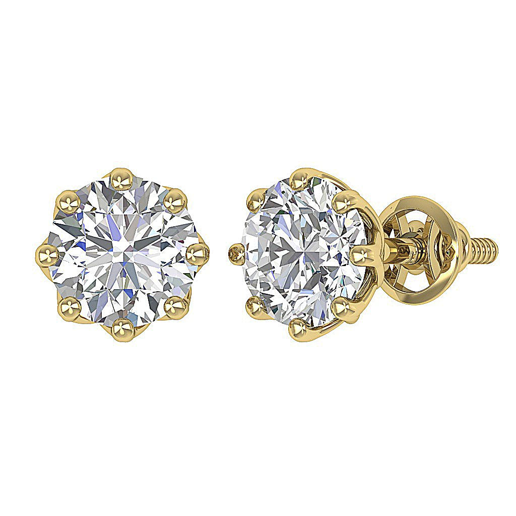 Prong Set Solitaire Studs Wedding Earrings Genuine Diamond SI1/I1 G 1.60Ct 14k/18k White Yellow Rose Gold