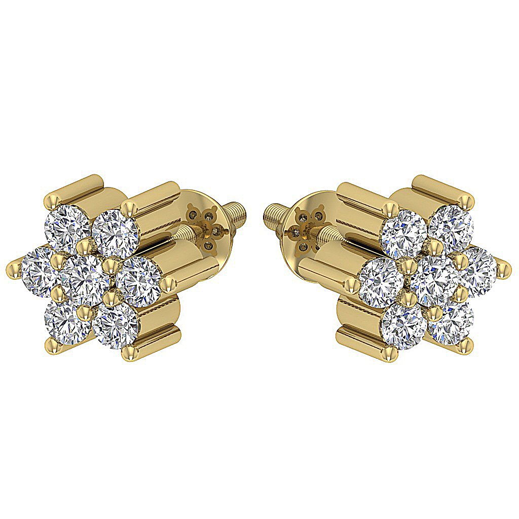 14k/18k White Yellow Rose Gold Solitaire Studs Engagement Earrings Natural Diamond VVS1/VS1/SI1/I1 0.25 Ct Prong Set