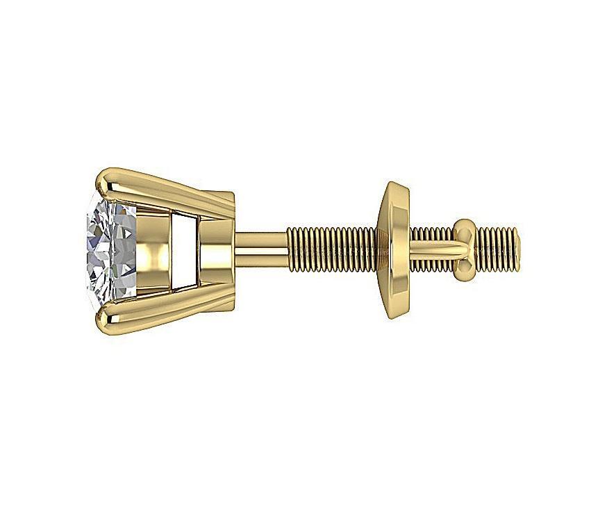 Tiny Solitaire Studs Earrings 14k / 18k Gold Natural Diamonds I1 G 0.20 Ct