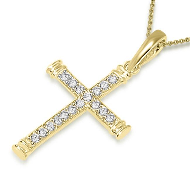 I1/SI1 G 0.25 Ct Cross Engagement Pendants Natural Diamond 14k/18k Yellow Gold Prong Set