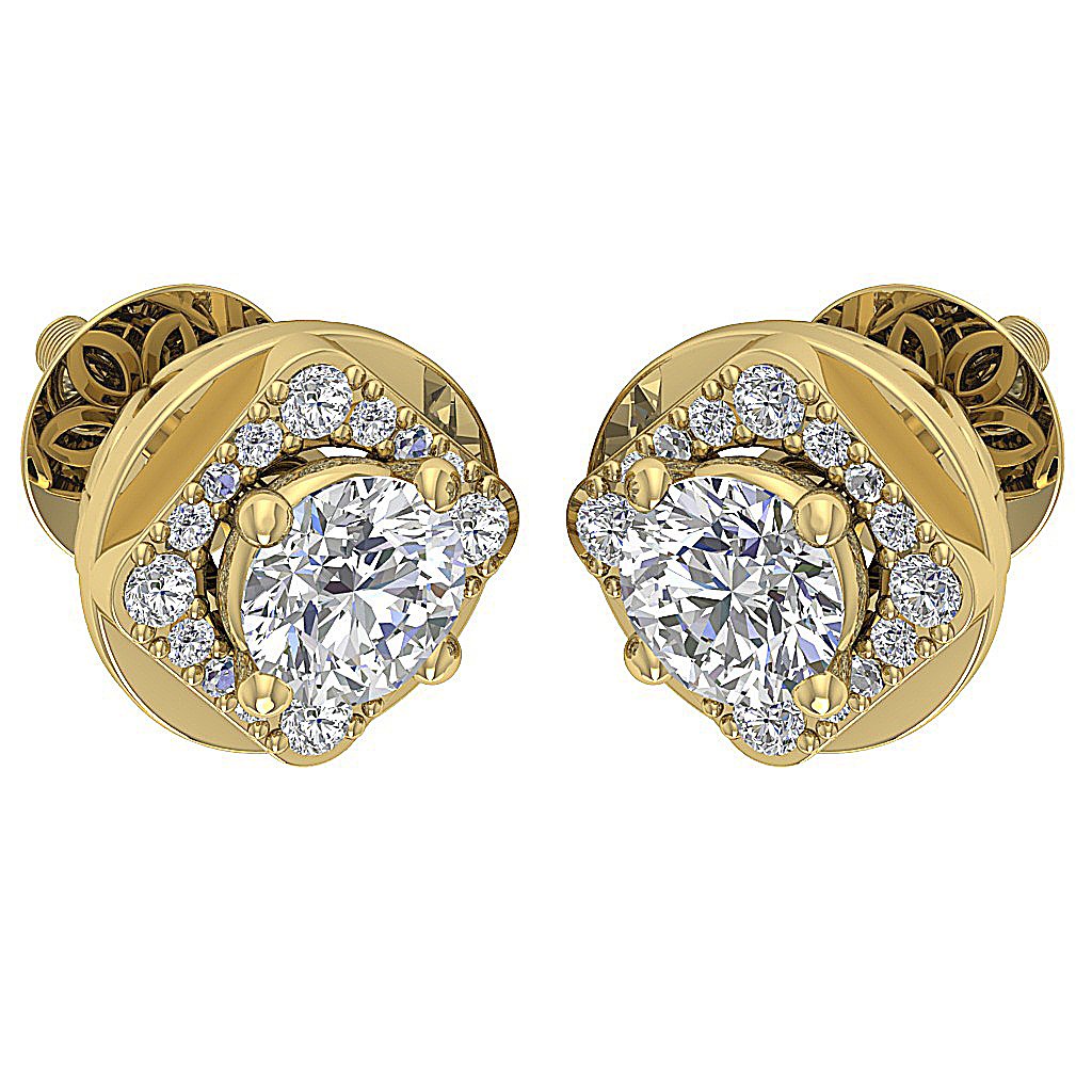 Designer Halo Solitaire Studs Earrings SI1 G 1.50 Ct 14k/18k Solid Gold Natural Diamond