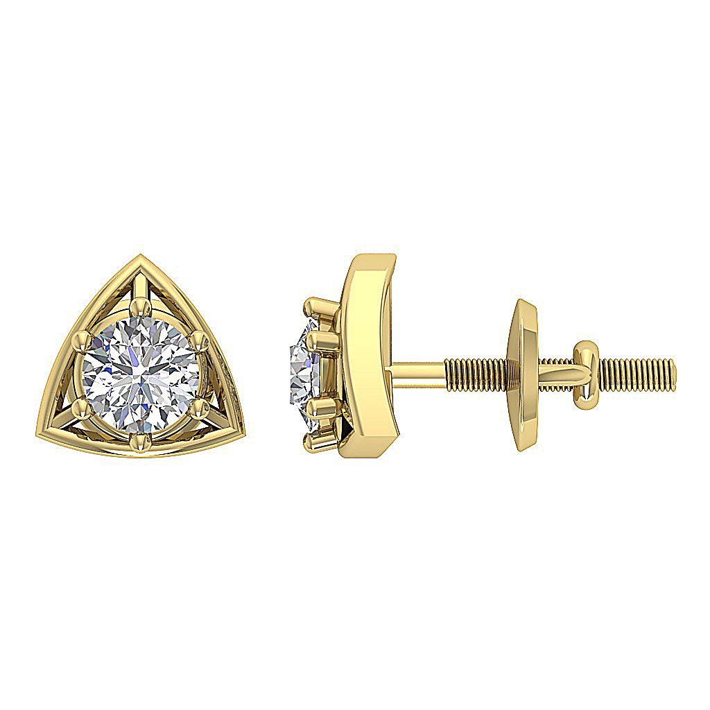 Prong Set Solitaire Studs Anniversary Earrings Round Diamond SI1/I1 G 0.55 Ct 14k/18k White Yellow Rose Gold