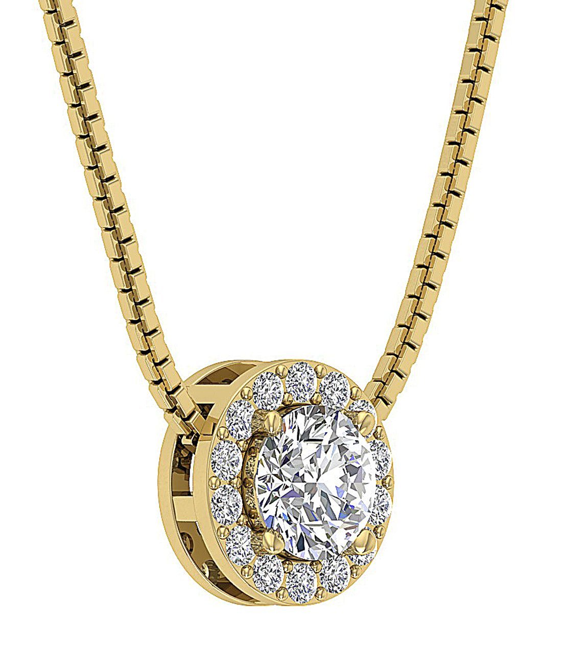 Halo Cluster Pendant I1/SI1 G 1.00Ct Round Cut Diamond 14k/18k Solid Gold