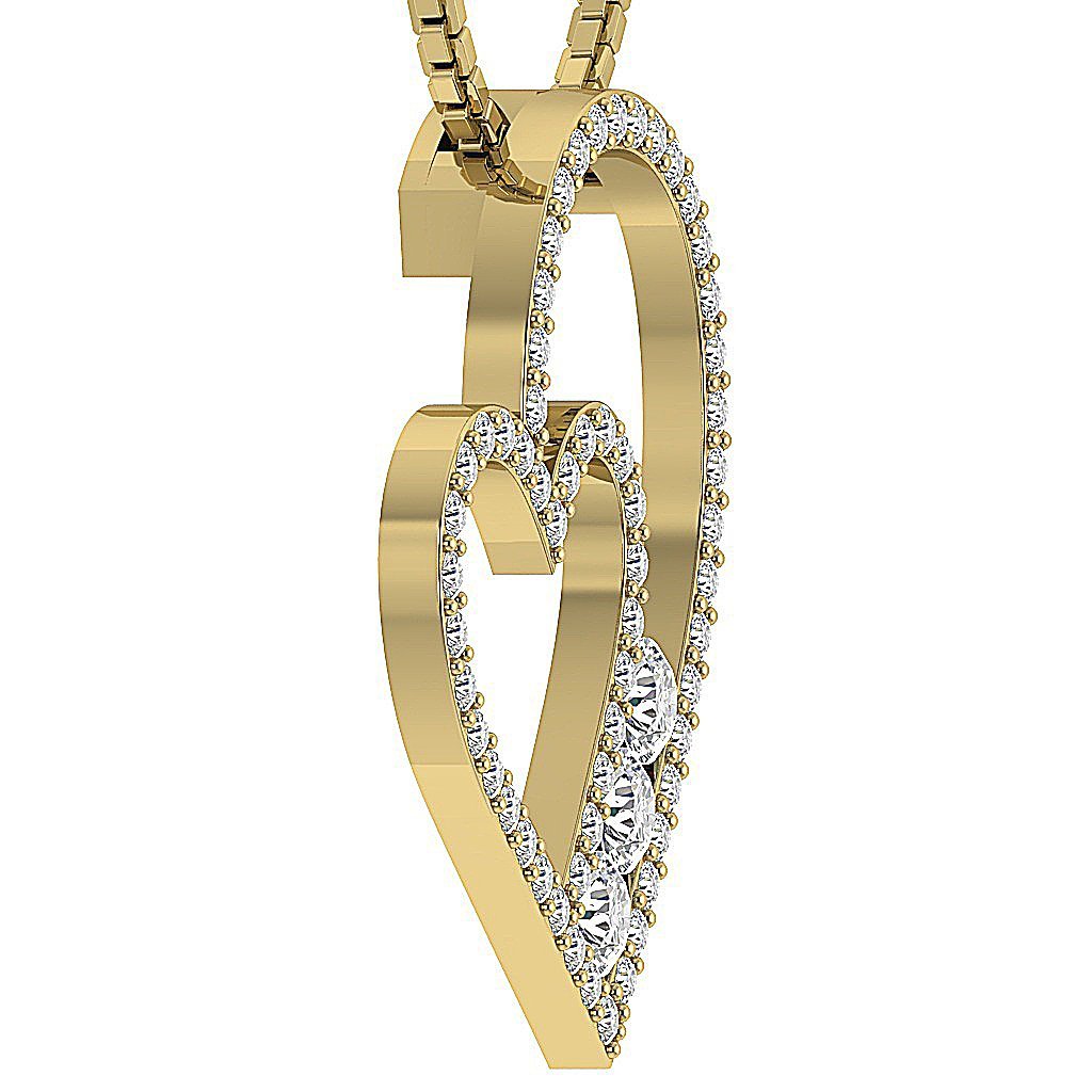 14kYellowGoldNaturalCutDiamondHeartPendants
